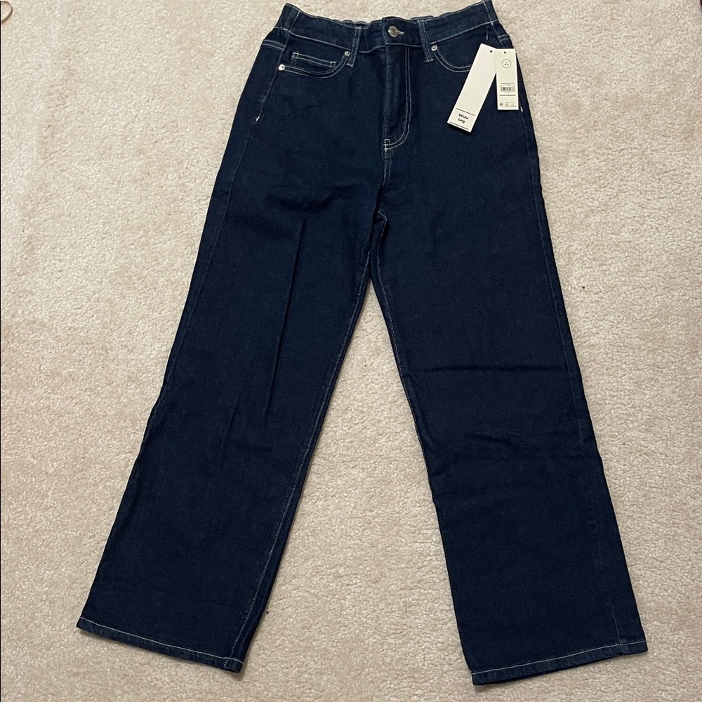 NWT No Boundaries dark wash elastic waist wide leg jeans Size Small (4-6)